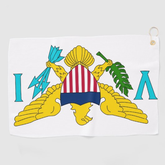 ヴァージン諸島国旗を掲げたゴルフタオル ゴルフタオル (横)