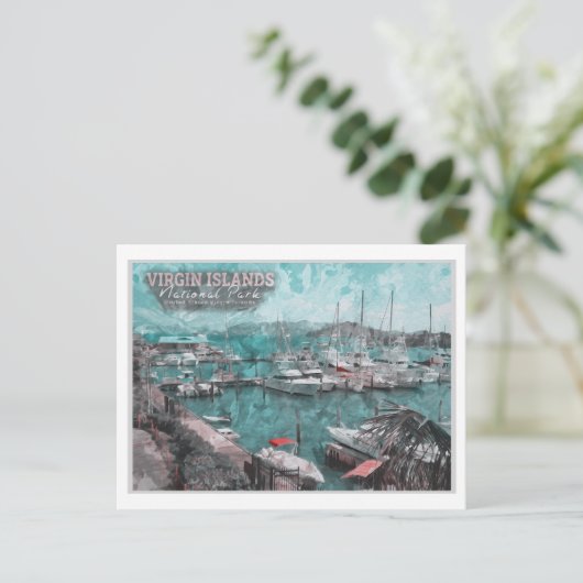 ヴァージン諸島統一された州 – ボートウォーター色 ポストカード (スタンド正面)