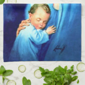 ヴァージン賛美マリアとベビーイエス キッチンタオル (折り畳み)