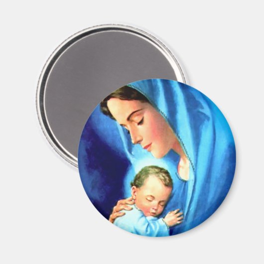 ヴァージン賛美マリアとベビーイエス マグネット (正面/裏面)