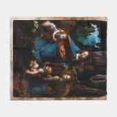 ヴァージン・オブ・ザ・ロックbyレオナルド・ダ・ヴィンチ フリースブランケット (正面(横))