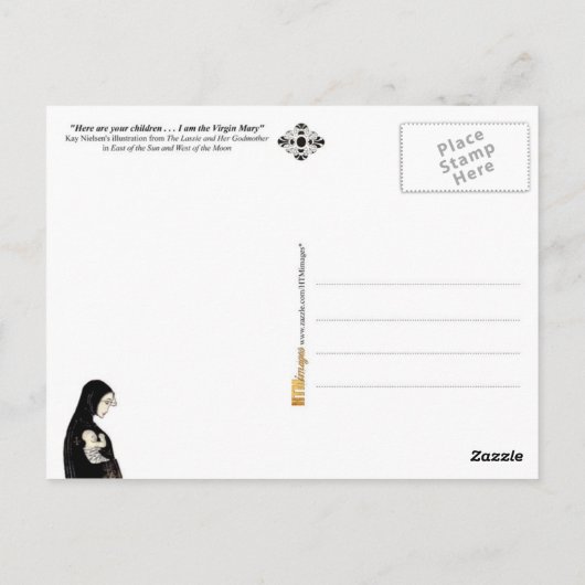 ヴァージン・メアリーが若い女王のベビーを返す ポストカード (裏面)