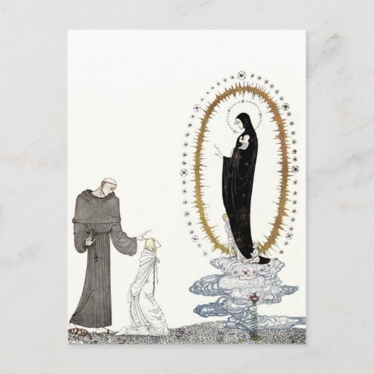 ヴァージン・メアリーが若い女王のベビーを返す ポストカード (正面)