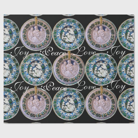 ヴァージン、子供と天使、出生クリスマスラウンド ラッピングペーパー (フラット)