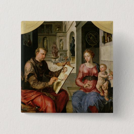 ヴァージン、c.1545を絵を描くSt Luke 缶バッジ (正面)