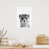 ヴァーゼルウッドランドモダンポートレート白黒 ポスター (キッチン)