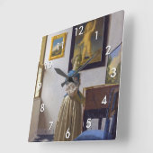 『ヴァーメル - ヴァージナルに立つ女性』 スクエア壁時計 (傾斜)