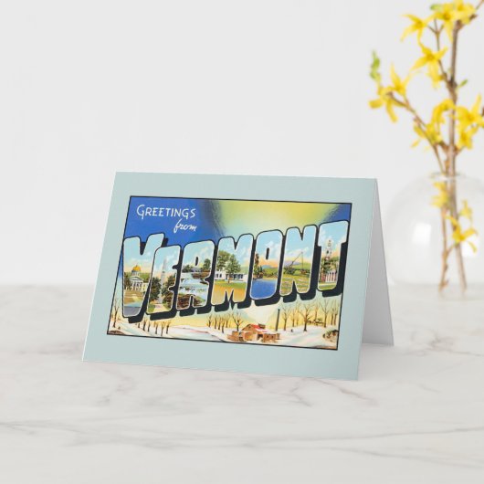 ヴァーモントからのヴィンテージの挨拶 カード (黄色い花)