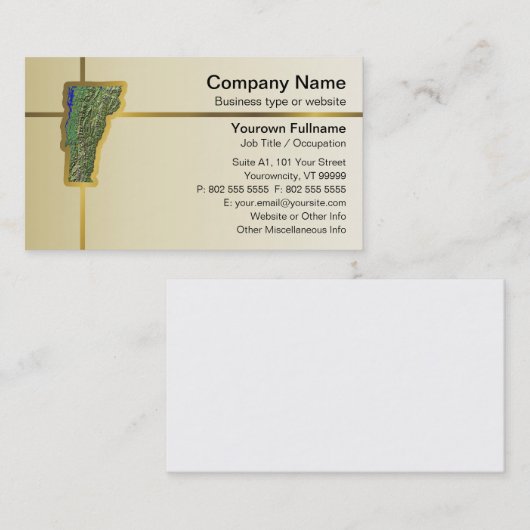 ヴァーモントの地図の名刺 名刺 (正面/裏面)