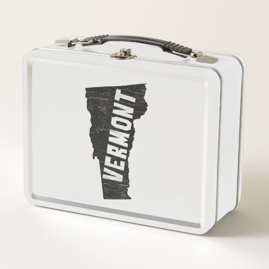 ヴァーモントの家のヴィンテージの地図のシルエット メタルランチボックス (正面)