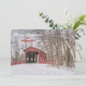 ヴァーモントの屋根付橋のテンプレートのクリスマスカード シーズンカード (スタンド正面)