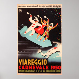 ヴィアレッジョ・カーネベイル1950イタリアヴィンテージ広告ズ ポスター