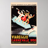 ヴィアレッジョCARNEVALE 1950フェスティバルオールドイタリア旅行 ポスター (正面)