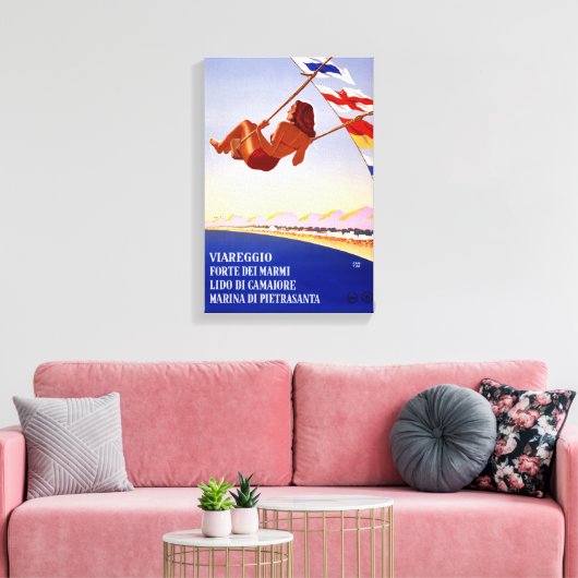 ヴィアレッジョItalyヴィンテージ旅行ポスター復元 キャンバスプリント (インサイチュ (リビング))