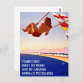 ヴィアレッジョItalyヴィンテージ旅行ポスター復元 ポストカード (正面/裏面)