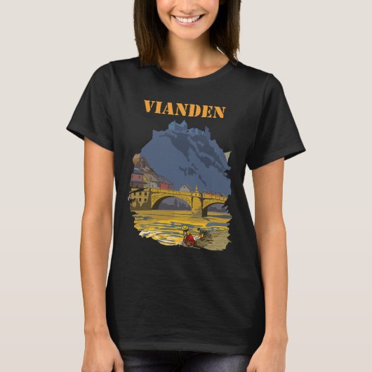 ヴィアンデン城の橋のムードトラベルTシャツ Tシャツ (正面)