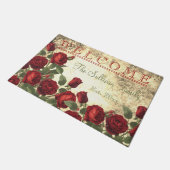 ヴィインタージュレッドローゼウェルカムモノグラムファミリー ドアマット (アングル)