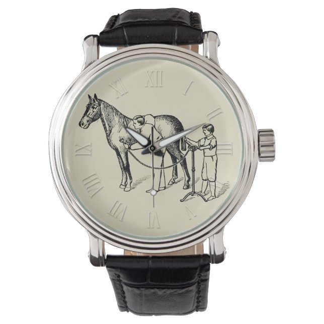 ヴィインテージイメージ馬クリッピングローマ数字W 腕時計 (正面)