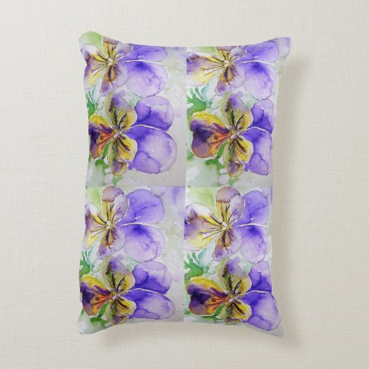 ヴィオかわいらしラ花フローラ紫のパターンラブ アクセントクッション (裏面(縦))