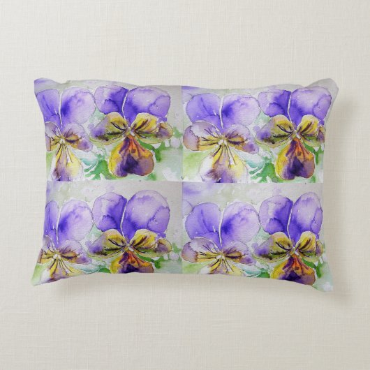 ヴィオかわいらしラ花フローラ紫のパターンラブ アクセントクッション (裏面)