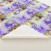 ヴィオかわいらしラ花フローラ紫のパターンラブ シェルパブランケット (3/4)