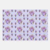 ヴィオかわいらしラ花フローラ紫のパターンラブ ラッピングペーパーシート (正面2)