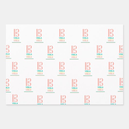 ヴィオラアルトクレフ、 音符記号ラッピング紙 ラッピングペーパーシート (正面)