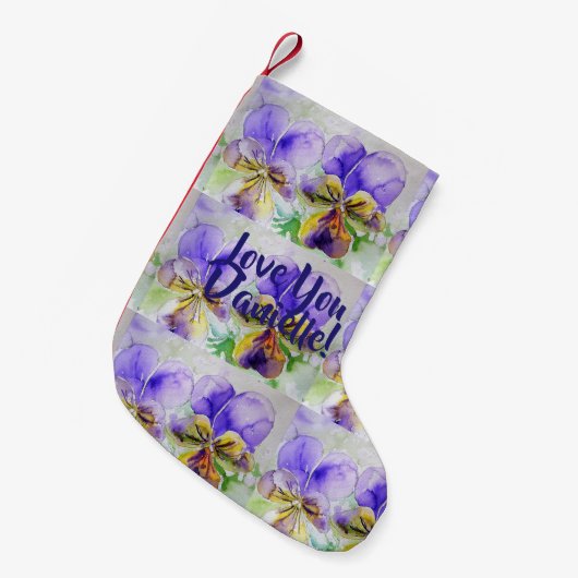 ヴィオラウォーターカラーフラワーズフローララブユーストッキング スモールクリスマスストッキング (正面 (吊り時))