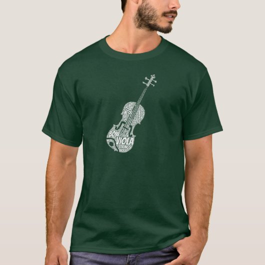 ヴィオラシェイプワードアートホワイト文字 Tシャツ (正面)