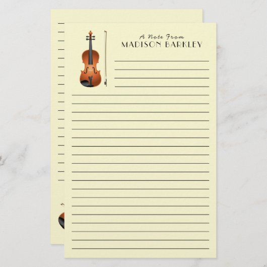 ヴィオラバイオリンミュージック先生ミュージシャン 便箋 (正面/裏面)