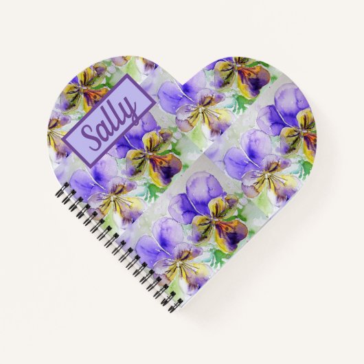 ヴィオラパープルフラワーかわいらしスヴィオラス水彩画 ノートブック (正面)