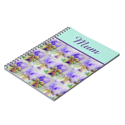 ヴィオラフラワーアクアストライプフローラムマザーズデー ノートブック (左側)