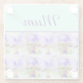 ヴィオラフラワーアクアストライプフローラムマザーズ ガラスコースター (裏面)