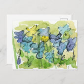 ヴィオラフラワーズ春ガーデンジョニーバイオリートを跳び上げる ポストカード (正面/裏面)