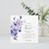 ヴィオラフローラパープルブルーネイビーフラワーブライダルシャワー 招待状 (スタンド正面)