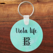 ヴィオラライフアルトクレフ、 音符記号パープルピンクティール（緑がかった色）水彩 キーホルダー (裏面)