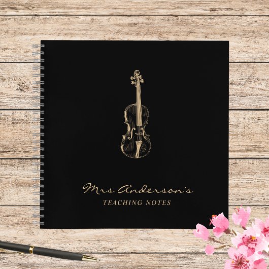 ヴィオラヴァイオリン先生ブラックミュージックエレガント ノートブック