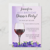 ヴィオレットとワイングラス30th誕生日ディナーパーティー 招待状 (正面)