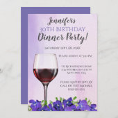 ヴィオレットとワイングラス30th誕生日ディナーパーティー 招待状 (正面/裏面)