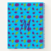 ヴィオレットと緑葉の背景モノグラム ノートブック (裏面)