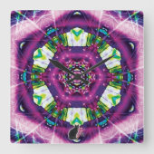 ヴィオレット万華鏡のように千変万化するパターン スクエア壁時計 (正面)