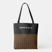 ヴィクトリアンオレンジ黒ダマスク名 トートバッグ (裏面)