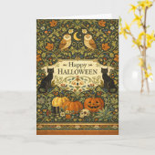 ヴィクトリアンガーデンのヴィンテージ・ハロウィン カード (黄色い花)