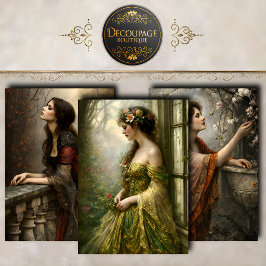 ヴィクトリアンガーデンの女性デコパージュコレクション ラッピングペーパーシート
