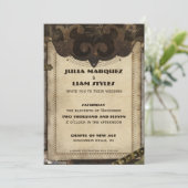 ヴィクトリアンスチームパンクレザーウェディング招待状 招待状 (スタンド正面)