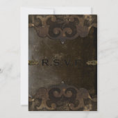 ヴィクトリアンスチームパンクレザーウェディング招待状 招待状 (裏面)