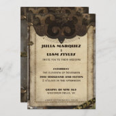 ヴィクトリアンスチームパンクレザーウェディング招待状 招待状 (正面/裏面)