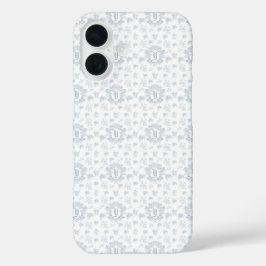 ヴィクトリアンブルー・トワル・リピート・モノグラム名 iPhone 16ケース