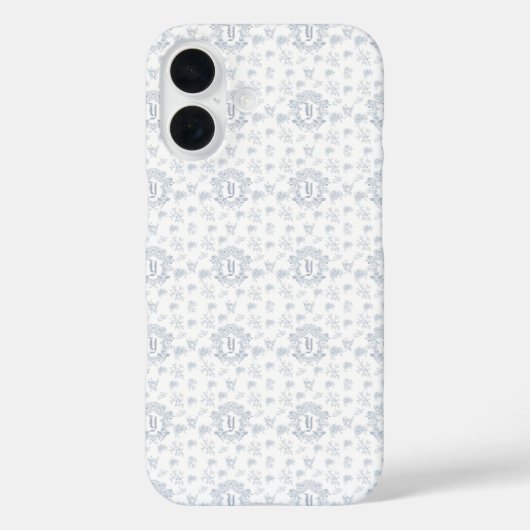 ヴィクトリアンブルー・トワル・リピート・モノグラム名 Case-Mate iPhoneケース (裏面)