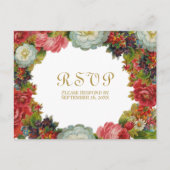ヴィクトリアンローズのヴィンテージ フラワー 秋の結婚式RSVP ポストカード (正面)